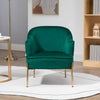 Poltrona da Camera da Letto in Tessuto Effetto Velluto con Gambe in Acciaio, 62x69x75 cm, Verde poltroncina sedia salotto soggiorno ufficio studio F839-656V00GNA
