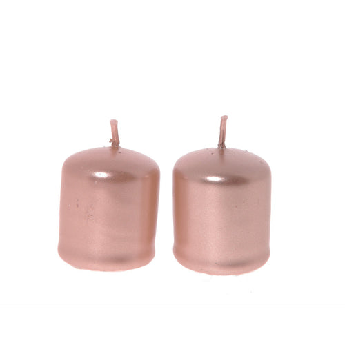 Candela cilindrica decorata Pillar Lucido decorazione natalizia Ø 4 cm 2 pezzi