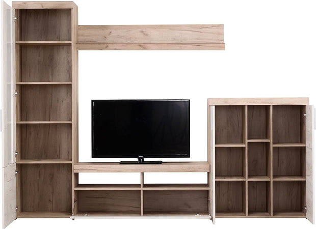 parete attrezzata tv da soggiorno cucina per salotto moderna mobili tv bianco quercia e grigio quercia T2239,9S