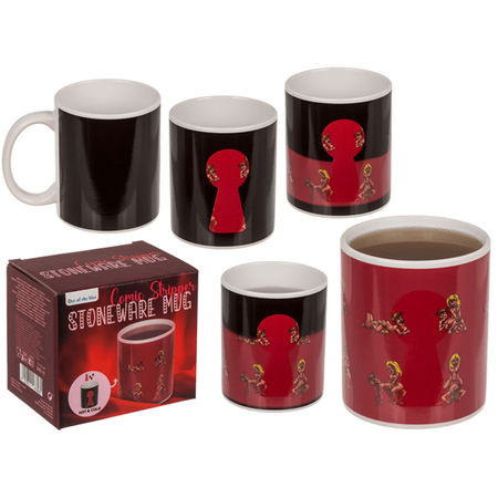 Tazza in gres termoreattivo con il calore della bevanda mostra le posizioni del kamasutra