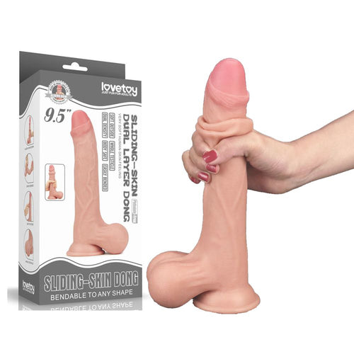 LOVETOY DILDO CON PELLE SCORREVOLE FALLO IPERREALISTICO 24 CM LOVETOY DILDO SLIDING DUAL LAYER 9.5 NATURAL