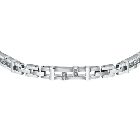 Bracciale MORELLATO uomo Motown acciaio / cristalli bianchi