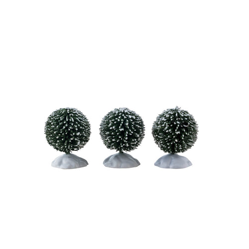 Decorazione per villaggio di Natale Albero di setole rotonde, mini, set di 3 in poliestere