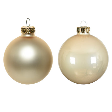 Palline per albero di natale in vetro color Perla da 8 cm, tubo da 6 pezzi