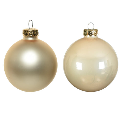 Palline per albero di natale in vetro color Perla da 8 cm, tubo da 6 pezzi