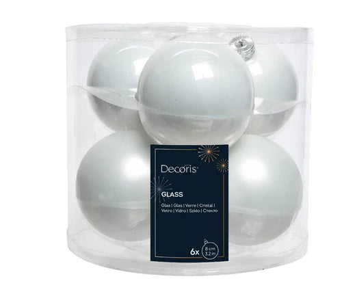 Palline in vetro per albero di natale Bianche decorazione natalizia