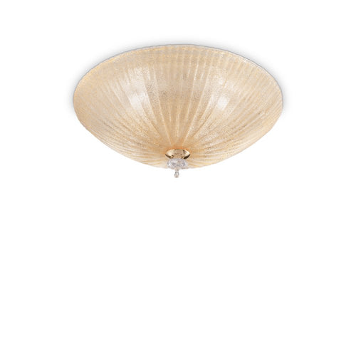 Plafoniera Classica Shell Vetro Ambra 3 Luci E27
