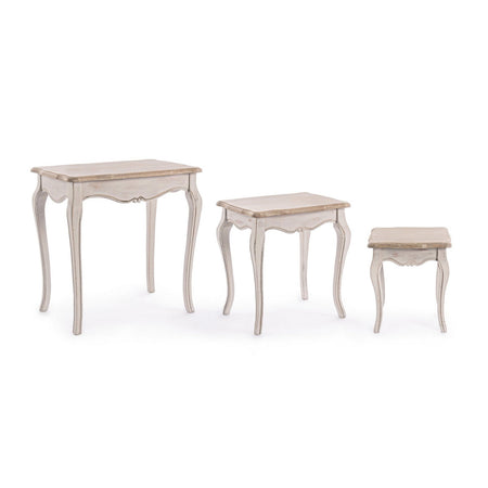 Tavolini "Clarisse" struttura in legno paulownia con pannelli in MDF per interni