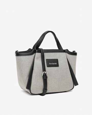 Nero Giardini borsa tote da donna in canvas nero bianco E644240D100
