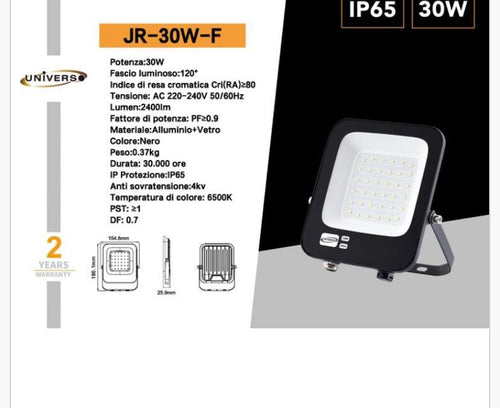 PROIETTORE LED 30W FARO A LED 30W LUCE BIANCA LED SOTTILE FARO SLIM