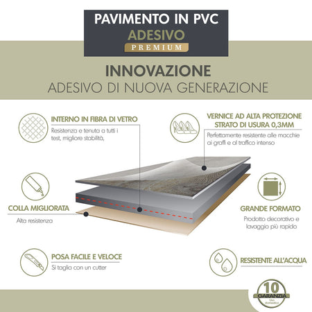 Pavimento PVC Adesivo Effetto Legno - Listoni 15,2 x 91,4 cm - Spessore 2.0 mm Confezione 2.20mq