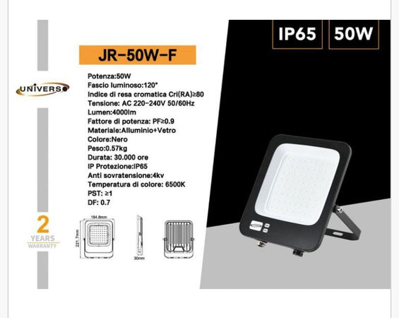 PROIETTORE LED 50W FARO A LED 50W LUCE BIANCA LED SOTTILE FARO SLIM