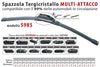 Spazzola Tergicristallo Auto Universale S985 24'' 600mm Carall 16 Attacchi Opzionale