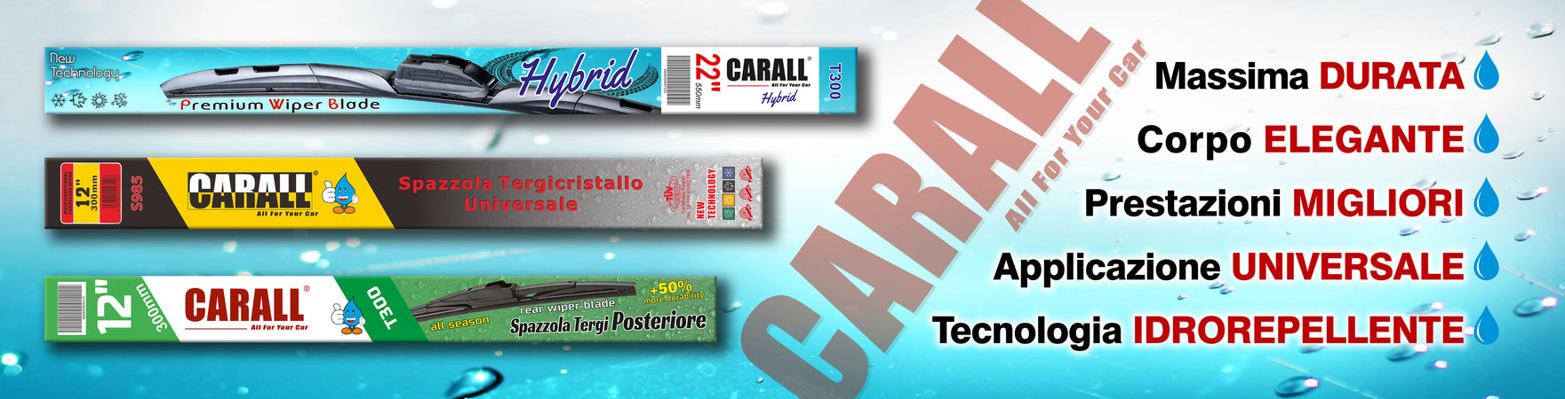 Spazzola Tergicristallo Auto Universale S985 20\'\' 500mm Carall 16 Attacchi Opzionale