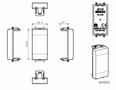 Domus S44 Tappo Copriforo 1 Modulo Bianco Lucido RAL 9010