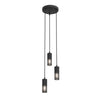 Lampadario Moderno 3 Luci Melt Cilindri Con Rete In Acciaio Nero
