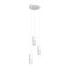 Lampadario Moderno 3 Luci Melt Cilindri Con Rete In Acciaio Bianco