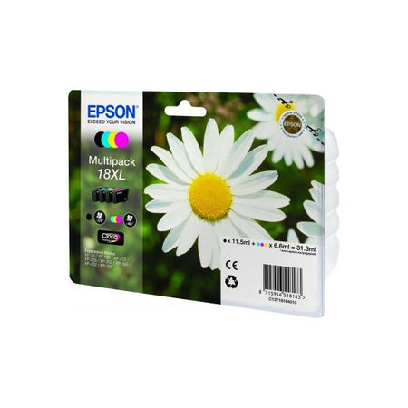 C13T18164020 Cartuccia Ink Originale Nera Ciano Magenta Gialla per Epson XP212/215/225/312/315/322/325/412/415/422/425 Capacità 470 Pagine Blister 4 pezzi