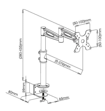 Supporto da scrivania per Monitor 13-27'' braccio lungo inclinabile