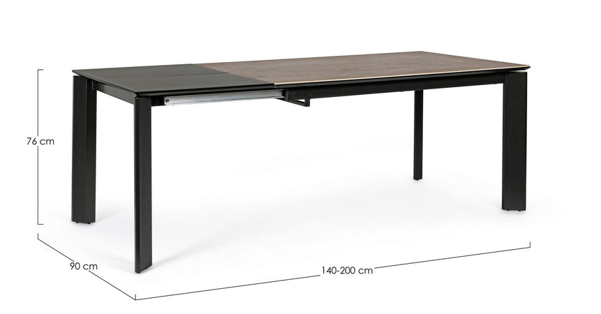 Tavolo "Briva" allungabile rettangolare con piano in ceramica e supporto in mdf
