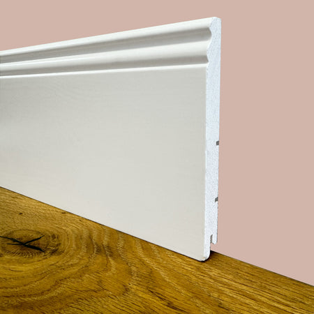 Battiscopa PREMIUM in legno MASSELLO mod.DUCALE 144x15 laccato bianco liscio (prezzo al metro) - Eternal Parquet