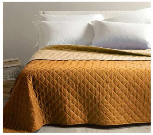 CALEFFI TRAPUNTINO COPRILETTO TRAPUNTATO MIX DOUBLE LETTO SINGOLO 1 PIAZZA COTONE COLORE COTTO ARANCIO