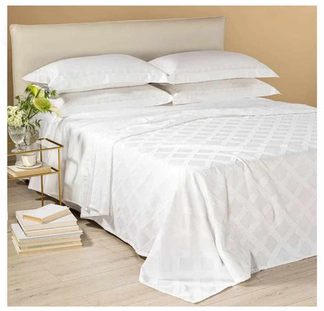 CALEFFI ELEGANTE COPRILETTO MATRIMONIALE LEVANTE IN COTONE COLORE BIANCO ALTA QUALITA'