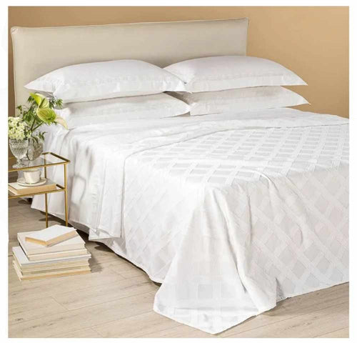 CALEFFI ELEGANTE COPRILETTO MATRIMONIALE LEVANTE IN COTONE COLORE BIANCO ALTA QUALITA'