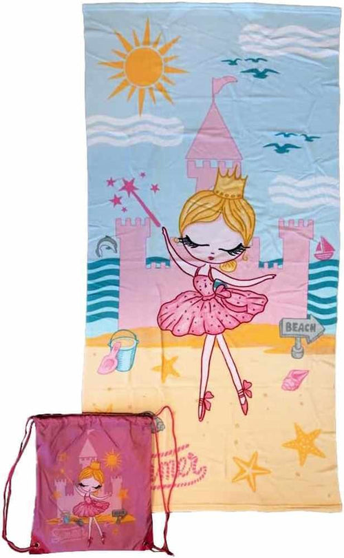 HERMET BALLERINA TELO MARE + SACCO ZAINETTO ASCIUGAMANO MICROFIBRA 70x140