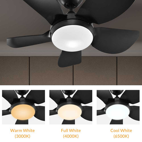 Ventilatore da Soffitto 5 Pale Legno con Luce LED e Telecomando 76cm 3velocità