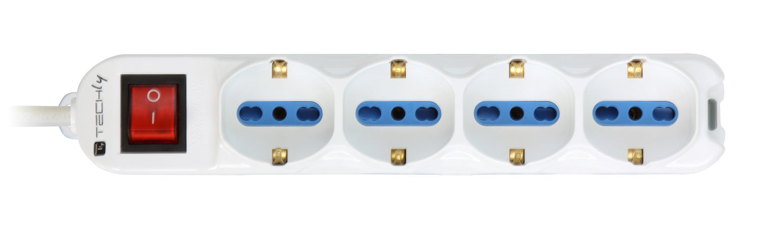 Multipresa 8 Posti Italiana Bipasso / 4 Schuko con Interruttore