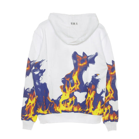 IHS Felpa Leggera Cappuccio Uomo Multi Flames White da uomo
