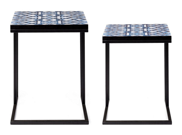 Tavolini "Neapolis" struttura in acciaio piano in MDF per arredamento set da 2