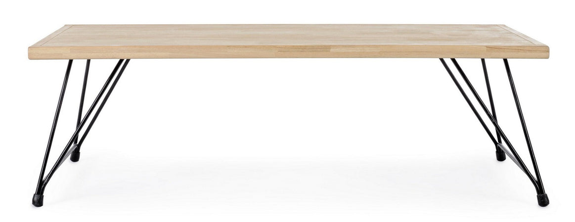 Tavolino "District" gambe in acciaio e piano in rubber wood per arredamento