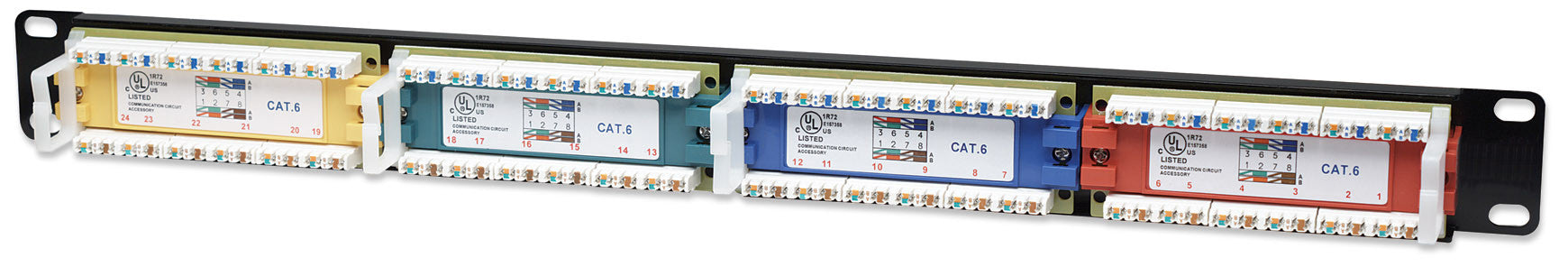 Pannello Patch UTP 24 porte Cat.6 Codifica Colorata