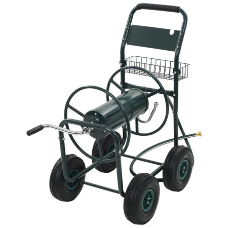 Carrello Avvolgitubo da Giardino in Acciaio 75 m con Connettori 1/2"