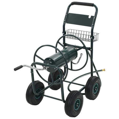 Carrello Avvolgitubo da Giardino in Acciaio 75 m con Connettori 1/2