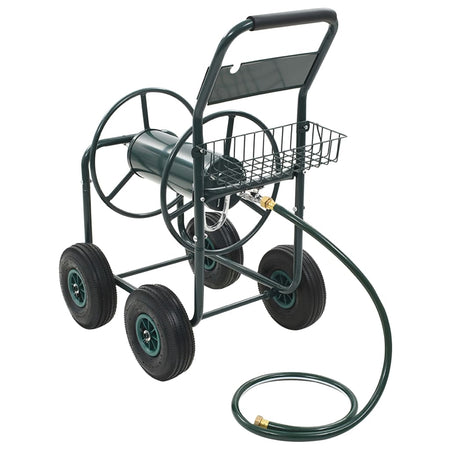 Carrello Avvolgitubo da Giardino in Acciaio 75 m con Connettori 1/2"