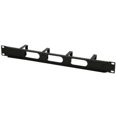 Pannello Passacavi 4 Anelli Corti in Metallo 3 Fori 1U Nero