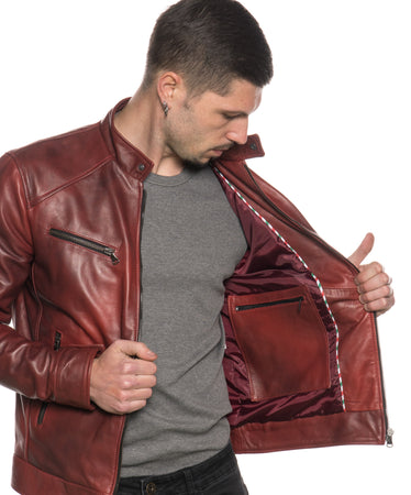 U06 - Giacca Uomo Bordeaux in vera pelle