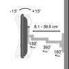Supporto a muro per TV LED LCD 13-30'' inclinabile 3 snodi nero