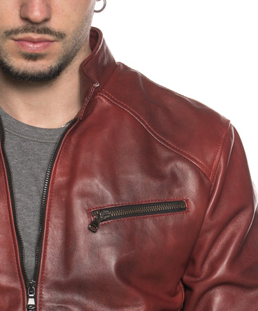 U06 - Giacca Uomo Bordeaux in vera pelle
