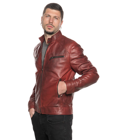 U06 - Giacca Uomo Bordeaux in vera pelle
