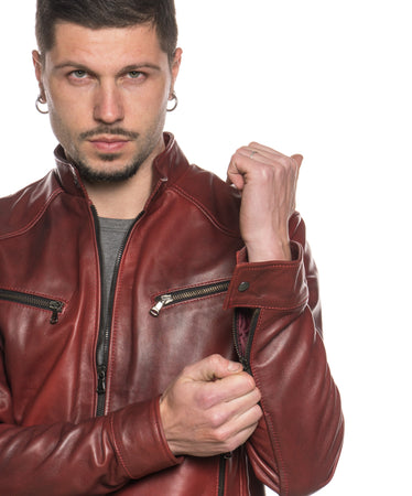 U06 - Giacca Uomo Bordeaux in vera pelle