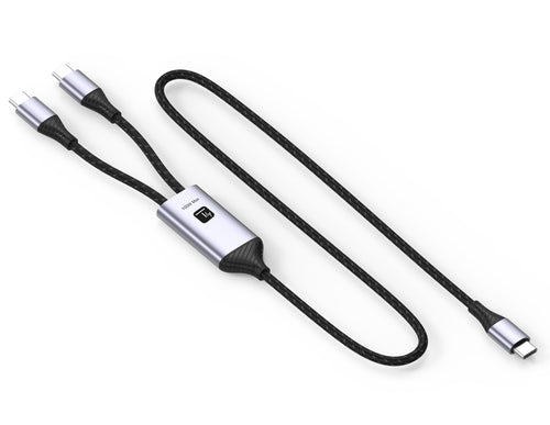 Cavo di Ricarica Sdoppiatore USB-C&trade Maschio a Due USB-C&trade Maschio 100W 1,5m