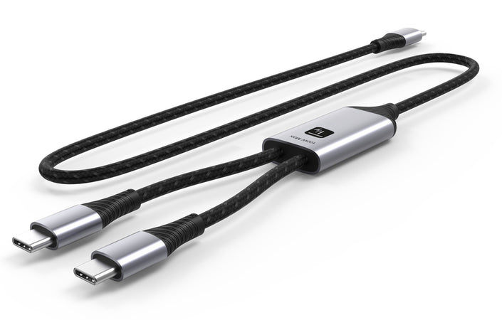 Cavo di Ricarica Sdoppiatore USB-C&trade Maschio a Due USB-C&trade Maschio 100W 1,5m