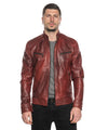 U06 - Giacca Uomo Bordeaux in vera pelle