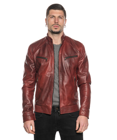 U06 - Giacca Uomo Bordeaux in vera pelle