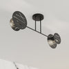 Plafoniera 2 Luci Frick In Acciaio Nero A Bracci E Diffusori A Cerchio