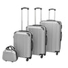 Set Viaggio 4 Pezzi Trolley Rigidi Argento con Bagaglio a Mano Incluso